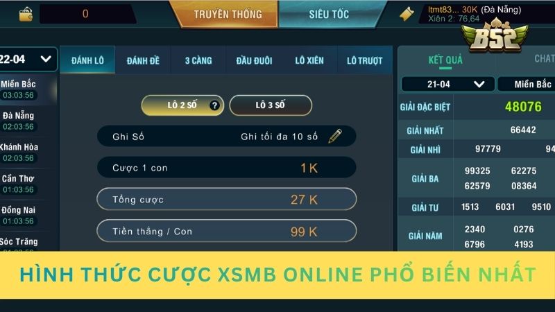 Hình thức cược XSMB online phổ biến nhất
