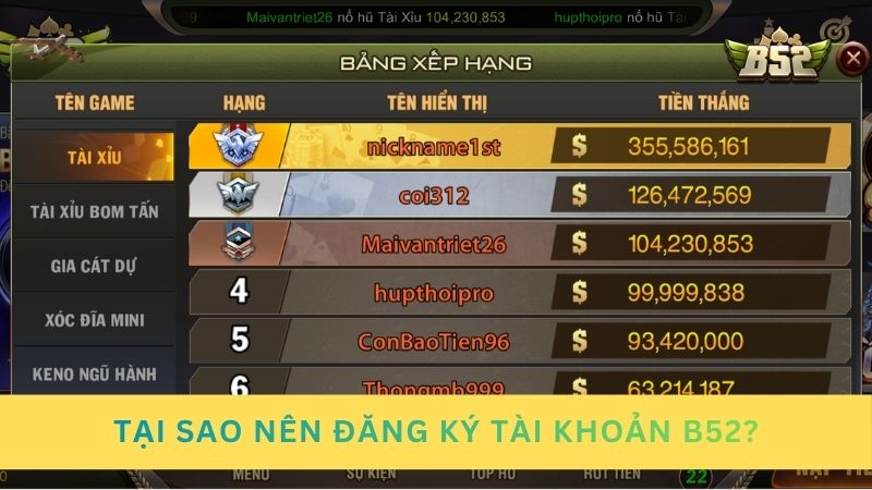 Tại sao nên thực hiện đăng ký tài khoản B52?