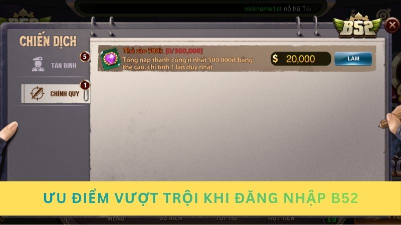 Ưu điểm vượt trội khi đăng nhập B52