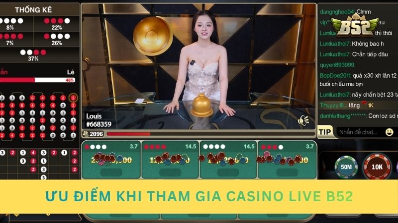 Ưu điểm khi tham gia cược tại Casino Live B52