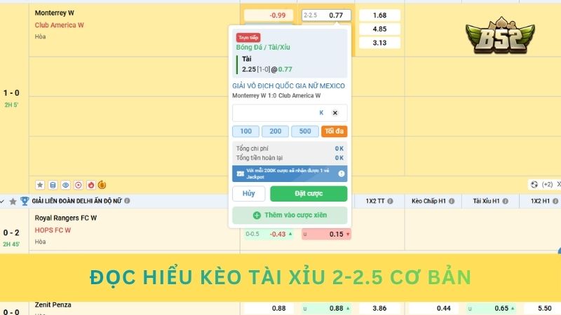 Đọc hiểu kèo tài xỉu 2-2.5 cơ bản cho người mới